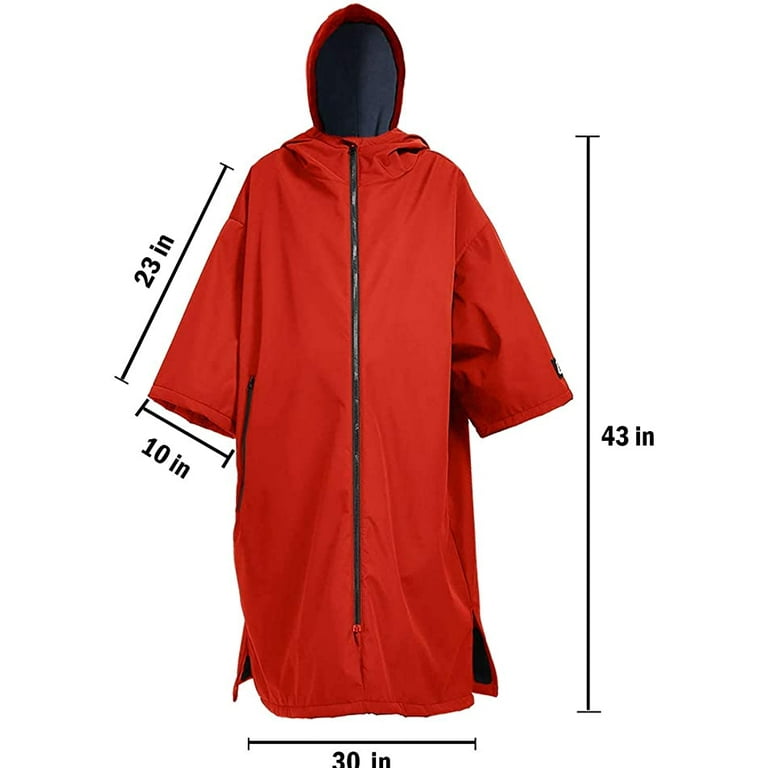Free Shipping Oksun Waterproof Changing Robe Windproof Oversized Surf Poncho Hooded Warm Fleece Lining Coat Red Walmart