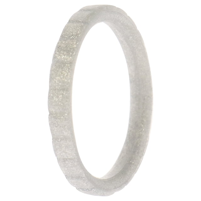 Anillo único de silicona con líneas apilables para boda - Plata de ROQ para mujer - Anillo de 7 mm
