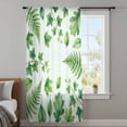thumbnail image 3 of Spring Botanical Sheer Curtains 54" Long, Green Ivy Ferns Oak Leaves Light Blue Light Filering Curtains, Breathable Simi Curtain Privacy Drapes for Kitchen Bathroom Nursery Small Window Treatment, 3 of 6