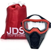 JDS Red Kids Teens Face Mask with Bonus Dart Carrying Bag, Compatible with Nerf Elite, Kronos, Ultra, Rival, Apollo, Khaos, Artemis, Atlas Blasters