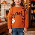 thumbnail image 2 of 2-3 Years Toddler Girls "Spooky" Ghost Pumpkin Embroidered Knit Sweater,Halloween Pullover, 2 of 9
