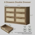thumbnail image 2 of OAKHAM Commode 6 Tiroirs, Grand Commode en Rotin pour Chambre à Coucher Salon, Noyer Spécial, 2 of 10