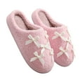 thumbnail image 3 of Fmbrln Womens Cute Bow Fuzzy Slippers Winter Warm House Slippers Soft Comfy House Slippers for Women, 3 of 5