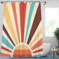 thumbnail image 2 of Abstract Sun Retro Sunrise Shower Curtain Set 71Wx71H Inches Colorful Minimalist Sunset Grunge Sunburst Polyester Waterproof Cloth Bathroom Curtain with 12 Plastic Hooks, 2 of 5