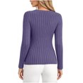 thumbnail image 6 of yillto Thin Sweaters for Womens V Neck Long Sleeve Ribbed Blouse Lightweight Knit Fall Sweater Thermal Tops S-2XL, 6 of 7