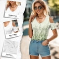 thumbnail image 4 of POLERO Women's Cut Out Cold Shoulder Tops, Green Leaves Print Summer Tees, Short Sleeve Sexy Shirts Vacation Hawaii Tunic for Travel Shopping Soft Lightweight 2XL, 4 of 7