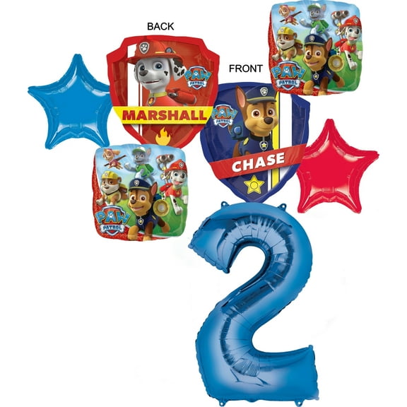 PAW PATROL 2ND BIRTHDAY BALLOonS with MINI SHAPE BIRTHDAY PARTY BALLOonS BOUQUET DECORATIonS CHASE MARSHALL by Anagrem