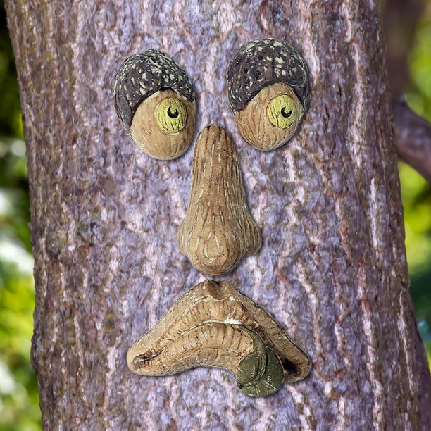 Xewsqmlo Resin Tree Monsters Face DIY Bark Face Decoration for Outdoor