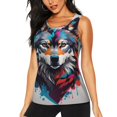 thumbnail image 1 of Fotbe Tie-Dye Wolf Head Blusas Sin Mangas para Mujer – Estilo Casual, Corte Suelto, Slim-Fit, Cuello Redondo Deportivo, Tops de Verano para Gimnasio y Yoga-Large, 1 of 7