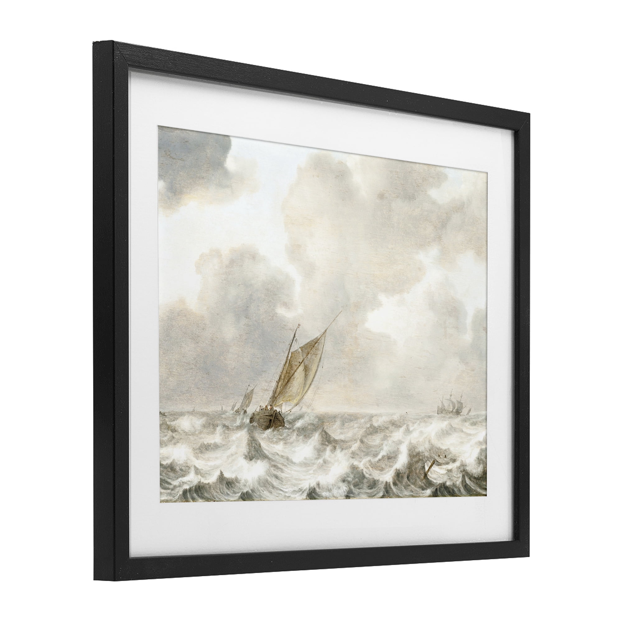 Stupell Industries Vintage Stormy Seas Black Framed Print Under Glass, design by Leah Straatsma