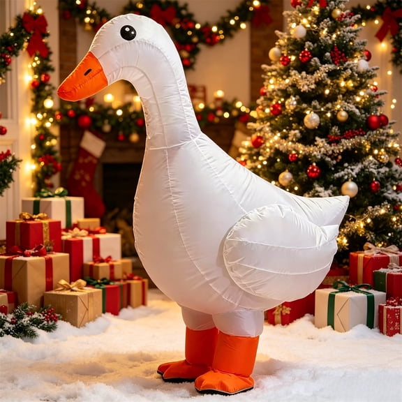 Inflatable Goose Costume for Halloween, Blow Up Goose Outfit for Halloween Party and Porch Events, Funny Holiday Cosplay Dress Up Party Wear