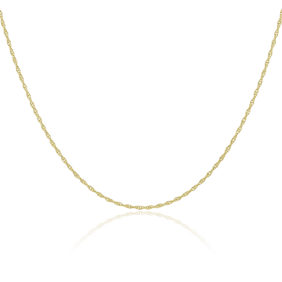 10K Solid Yellow Gold 1.15mm Cable Rope Chain Twisted Link Necklace