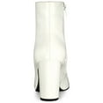 thumbnail image 4 of BLISSFUL STEP Women's Boots Pointed Toe Zipper Patent Leather Ankle Chunky Boots White 7, 4 of 8