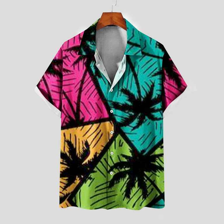 HAOTAGS Mens Hawaiian Shirts Short Sleeve Graphic Print Casual