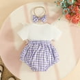 thumbnail image 4 of Zanarzt Newborn Girl Clothes Summer Baby Girls Bodysuits Cute Cartoon Print Romper with Headband Two Piece Set Purple,6-9 Months, 4 of 4