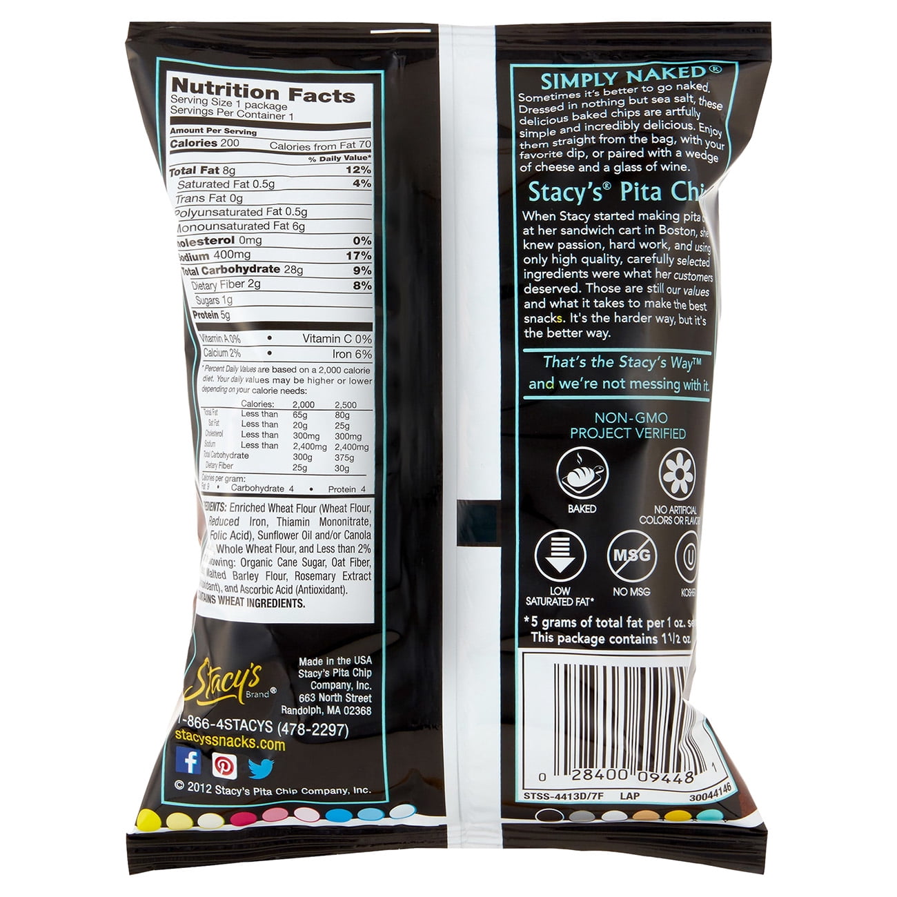 Stacy's Pita Chips Simply Naked, 1.5 oz, 24 Count