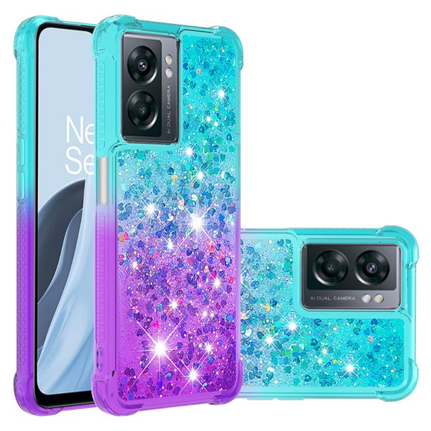 Funda para OnePlus Nord N300 Transparente con Brillos Carcasa Protectora Antigolpes con Glitter Brillante