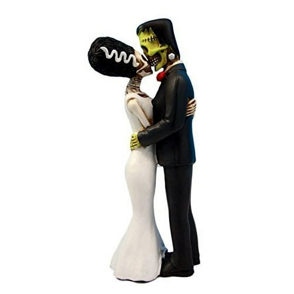Atlantic Collectibles Day Of The Dead Wedding True Love Kiss Skeleton Frankenstein Skull Bride And Groom Couple Figurine