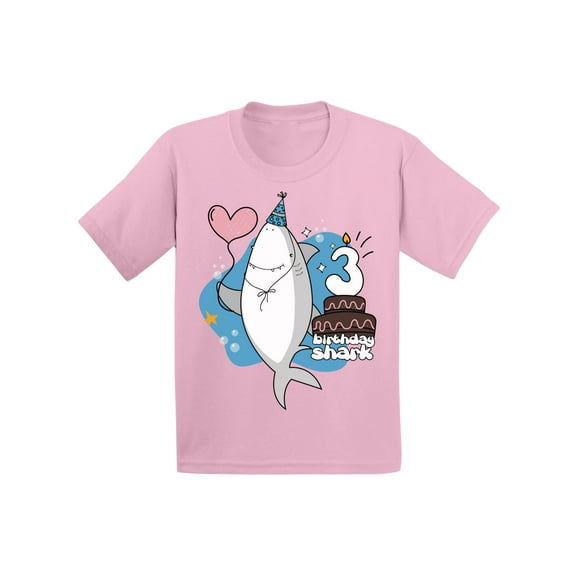Awkward Styles Third Birthday Party I am Three T-shirt for Toddlers Shark Shirts for Boys Shark Lovers Shark Party Shark T Shirts for Girls Gifts for 3 Year Old Children Third B Day T-Shirt for Kids