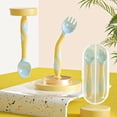 thumbnail image 1 of Utensilios para bebés Cucharas Tenedores con estuche seguro de viaje para bebés pequeños Niños Alimentación Cuchara de entrenamiento Fácil agarre Flexible Perfecta autoalimentación Soporte de aprendizaje Cuchara Tenedor Amarillo Sailing Electrónica, 1 of 6