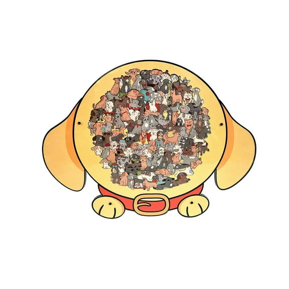 Unique Morandi-Colored Dog-Shaped Wooden Jigsaw Puzzle | Winter Themed Relaxing Puzzle, Creative Gift for Dog Lovers(StyleA- 1 PCS)