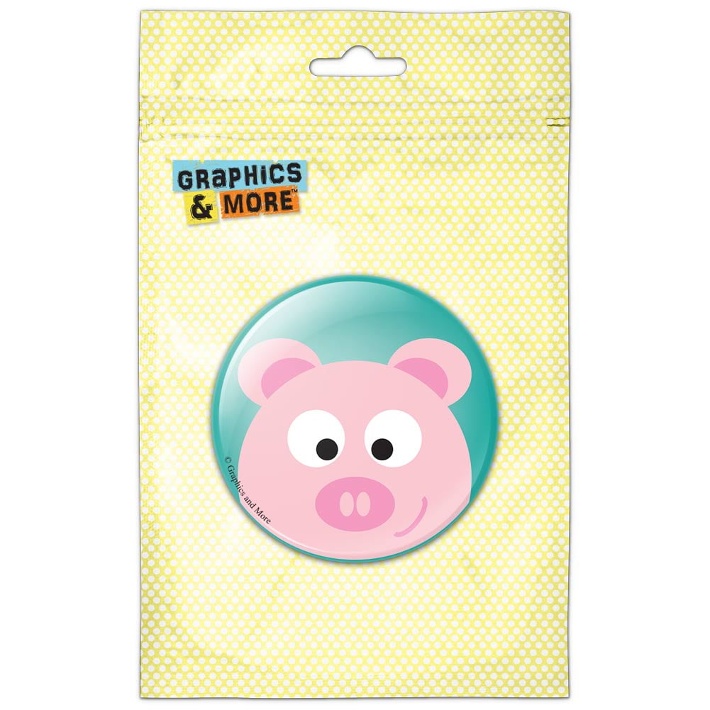 CrossEyed Pig on Teal Pinback Button Pin Badge
