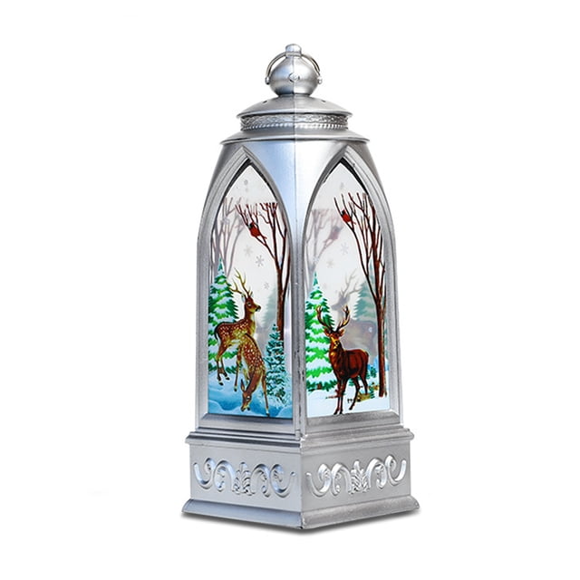 Toystoory Linterna navideña Vintage para exteriores, vela, mesita de noche, dormitorio, mesa, funciona con pilas, decoraciones navideñas para el hogar Kits de decoración para fiestas Plata Toystoory HA008594-01B