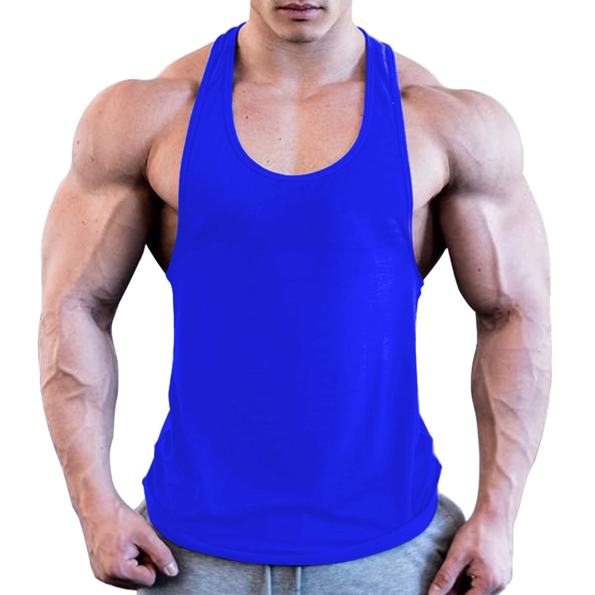 luethbiezx Mens Bodybuilding Stringer Tank Top Y-Back Gym Workout ...