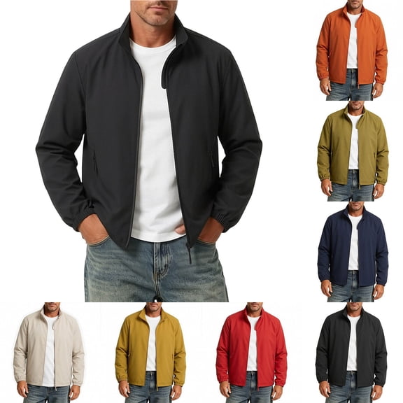 Sevevn Lightweight Jackets for Men Casual Windbreaker Stylish Light Fall Spring Golf Work Dress Business Coat Black 5XL