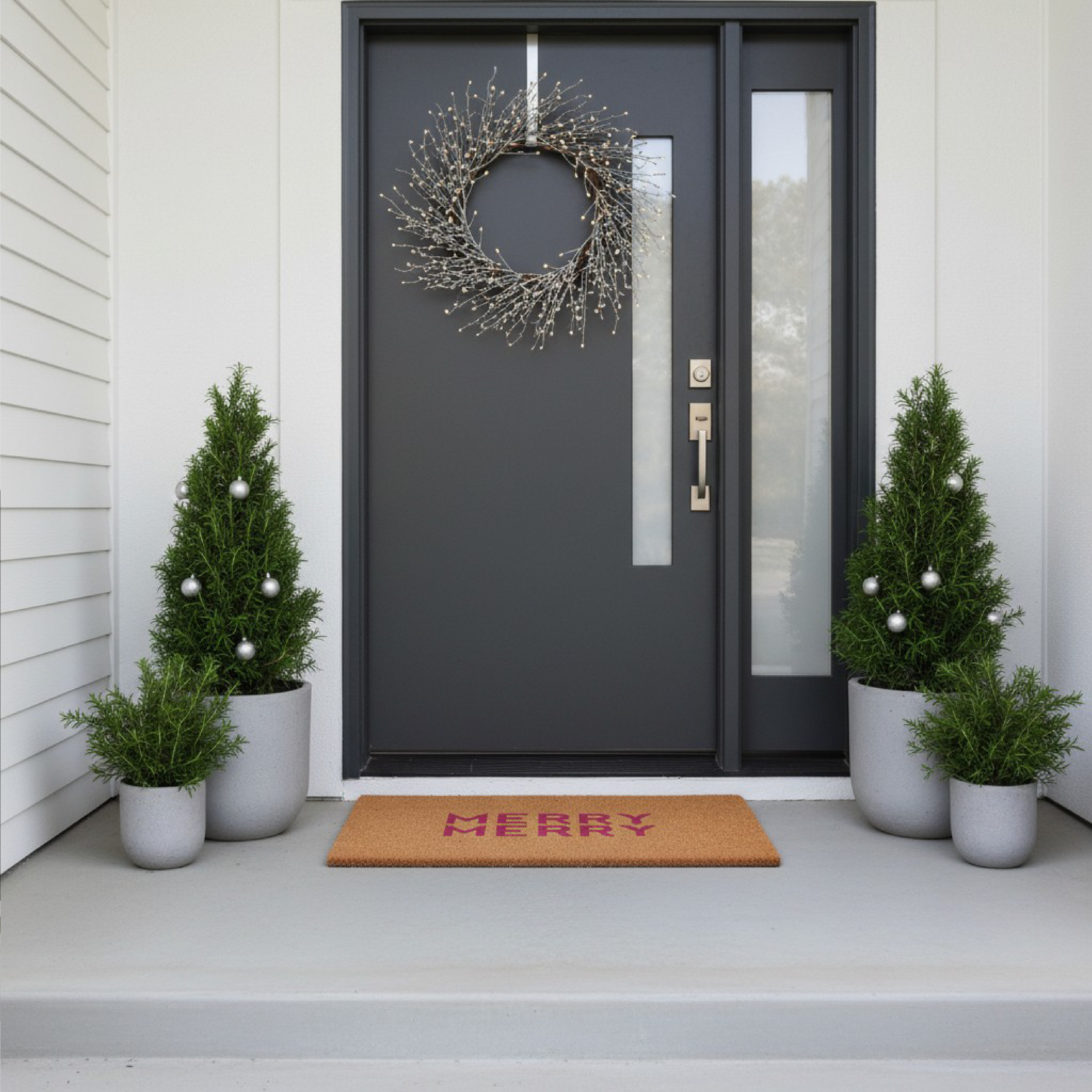 Pink Modern Merry Doormat 17" x 29"