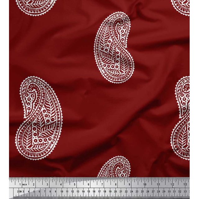 Soimoi Viscose Chiffon Fabric Paisley Block Decor Fabric Printed Yard 42 Inch Wide