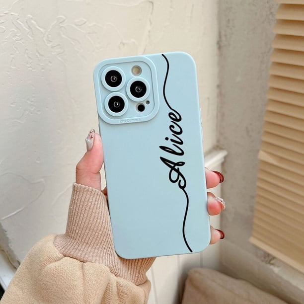 Nombre personalizado para iPhone 11 funda 14 13 Pro Max 12 Mini 11 8 Plus funda de silicona de lujo para iPhone 13 funda 6 6S 7 8 X XS XR SE 2020 Tan Jianjun unisex