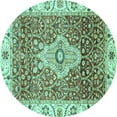 thumbnail image 1 of Ahgly Company Indoor Round Abstract Turquoise Blue Modern Area Rugs, 3' Round, 1 of 4