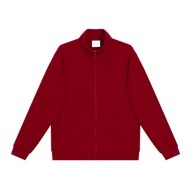 Autumn Casual Solid Color Knitted Zipper Stand Collar Sweatshirt for Men, 380G Composite Cotton, Loose-fitting Cardigan Jacket