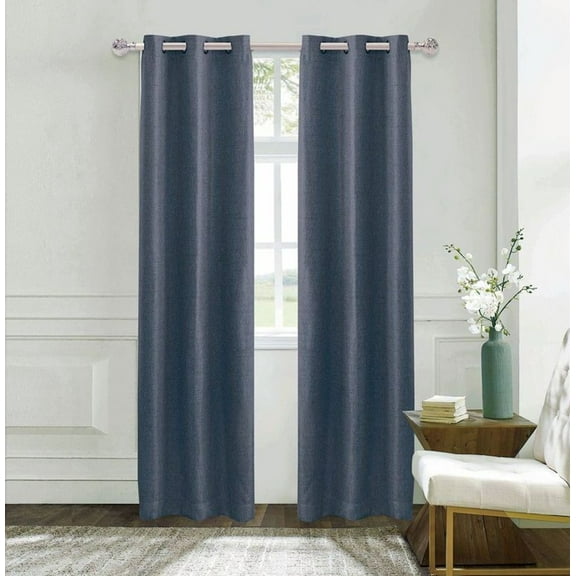 Dainty Home Boston Heavy Textured Blackout Grommet Window Curtain Panel Pair in Blue