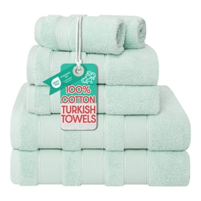 American Soft Linen Salem Turkish 6 Piece Bath Towel Set, 100% Cotton, Super Soft & Absorbent Bathroom Towels - Mint Green