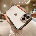 thumbnail image 2 of Compatible for iPhone 13 Pro Max 6.7 Inch Diamond Case, Luxury 3D Bling Crystal Rhinestone Sparkly Plating Clear Case for Women Girls Shockproof Camera Protective Back Cover - Green, 2 of 10
