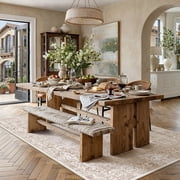 BERTHMEER 8x10 Oriental Area Rugs Washable Vintage Rugs for Living Room Farmhouse Dining Room Office Throw Rugs Non-slip, Brown