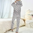 thumbnail image 6 of Fewfanhot Women's Fleece Long Sleeve Light-colored Print Hooded Bathrobe with Pockets Ankle-Length, Loungewear One-Piece Pajama, 6 of 9