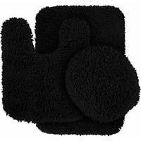 Black Bath Rugs Mats Serendipity Gy Nylon 3 Piece Washable Bathroom Rug Set