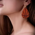 thumbnail image 4 of 3 pares de pendientes de cuero de baloncesto para mujer, pendientes ligeros de juego de pelota, pendientes redondos de lágrima, pendientes colgantes de cuero, 4 of 6