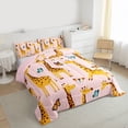 thumbnail image 3 of Homewish Pink Orange Giraffe Queen Comforter Set for Child, Kawaii Butterfly Animal Bedding Sets, Cartoon Theme Reversible Bedding Comforter Set, Microfiber Bedroom Decor, 3pcs, 3 of 8