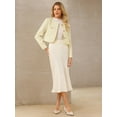 thumbnail image 2 of DARING DIVA Women's Tweed Short Jacket Crewneck Cropped Blazer L Beige, 2 of 7