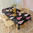 thumbnail image 2 of Black and Pink Christmas Tree Pattern Rectangle Tablecloth 60"x102",Waterproof Polyester Rectangle Table Cloth, Wipeable Spillproof Polyester Tablecloth for Dining, Camping, Indoor and Outdoor, 2 of 6