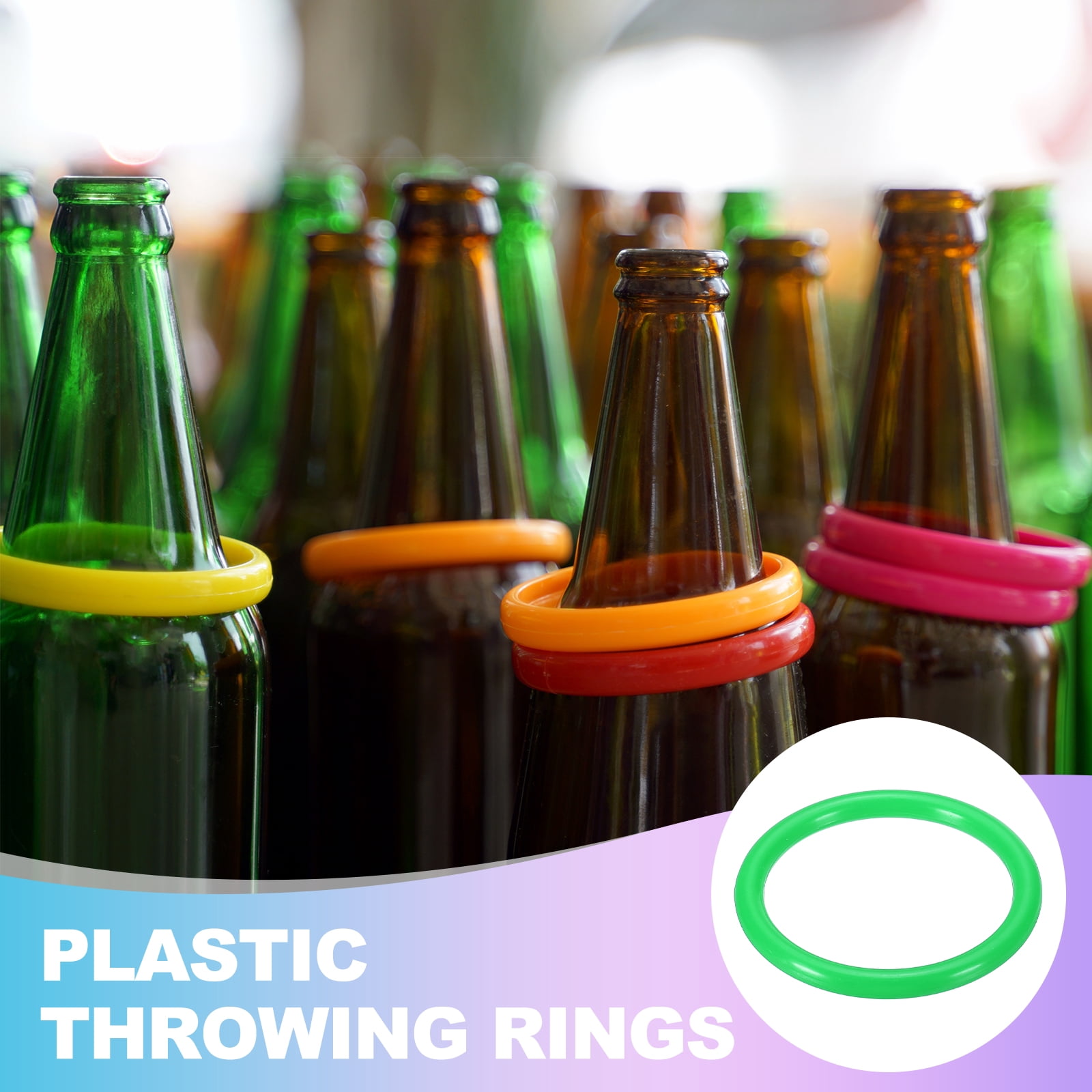 Uxcell Plastic Ring-Toss Rings for Bottles Carnival Rings Plastic Hoops for Speed and Agility Practice Outdoor Party Favor 2.8 Inch Green