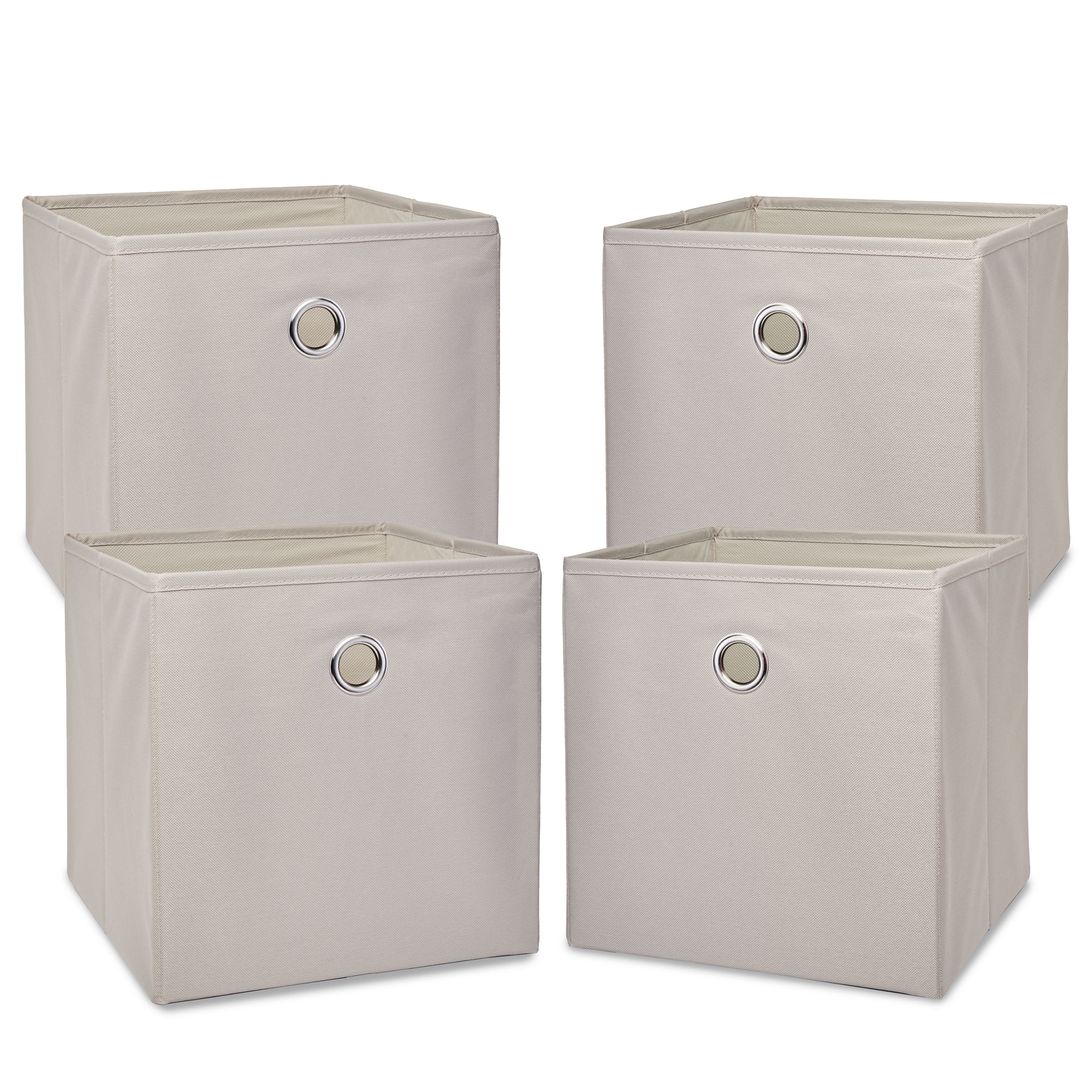 Mainstays Collapsible Fabric Cube Storage Bins (10.5" x 10.5"), Grey Pumice, 4 Pack