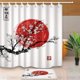 thumbnail image 1 of Cortina de ducha ABPHQTO Pintura de tinta japonesa Decoración de flores Sakura 160x180 cm con Alfombras de baño 40x60 cm, 1 of 1
