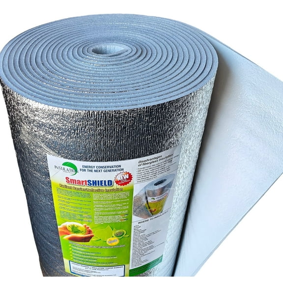 SmartSHIELD Pro-5mm 48"x100ft Reflective Insulation, Foam Core, Foil and White.