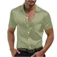 thumbnail image 3 of Kctiaxy Mens T-Shirts Short Sleeve Turn-down Button Down Shirts Summer Fashion Causal Solid Color Dancing Party Beach Blouse Tops Fall Savings, 3 of 9