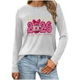 thumbnail image 4 of Happy -Year Shirts for Women Fashion 2026 Letter Print Graphic Long Sleeve Crewneck Casual Loose Tops (XL, White), 4 of 5